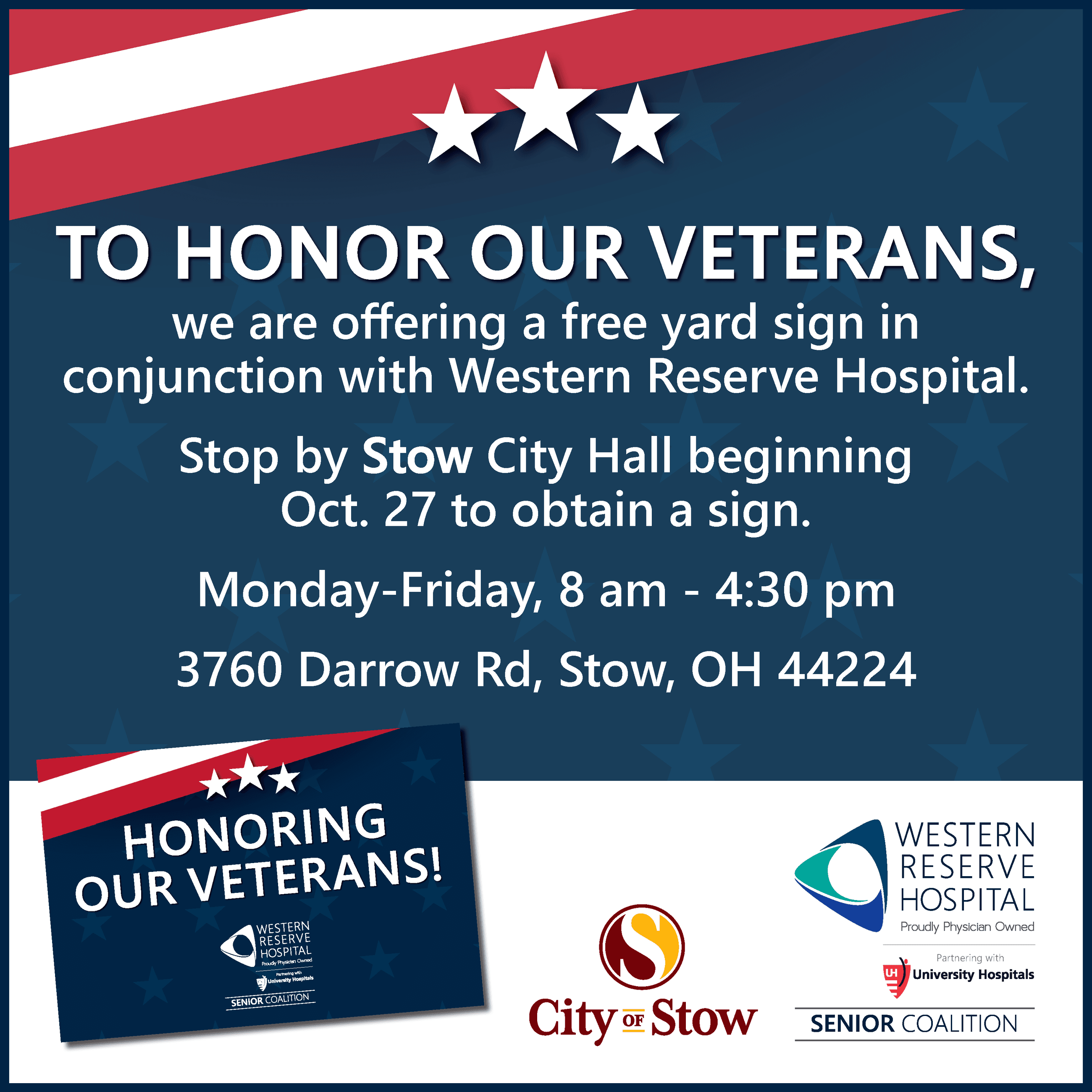 Western Reserve Hospital and Stow City Hall Honoring Veterans